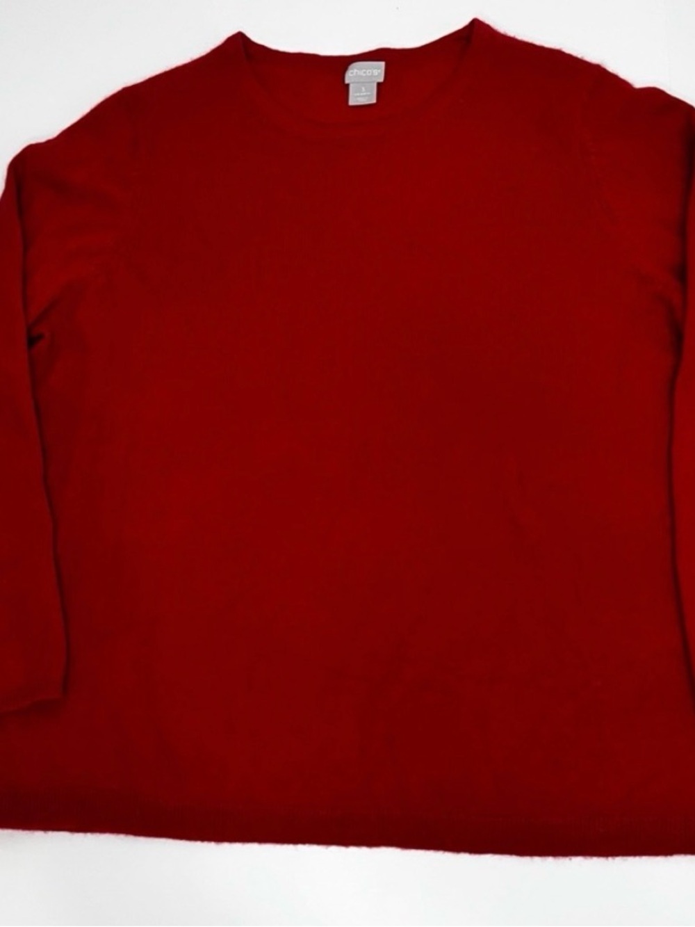Chico’s 100% Cashmere Red Crewneck Sweater Size 3 or XL / 16